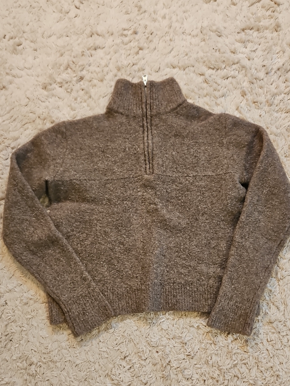 Jenni Kayne Heather Gray Half-Zip Turtleneck Sweater